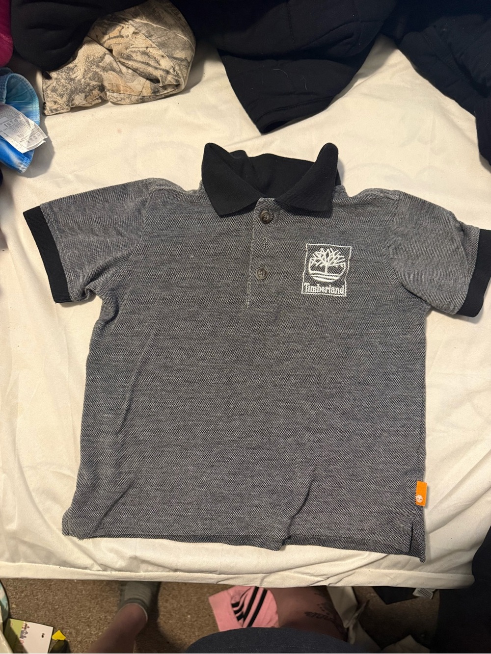 Timberland Gray Polo with Black Collar & Cuffs